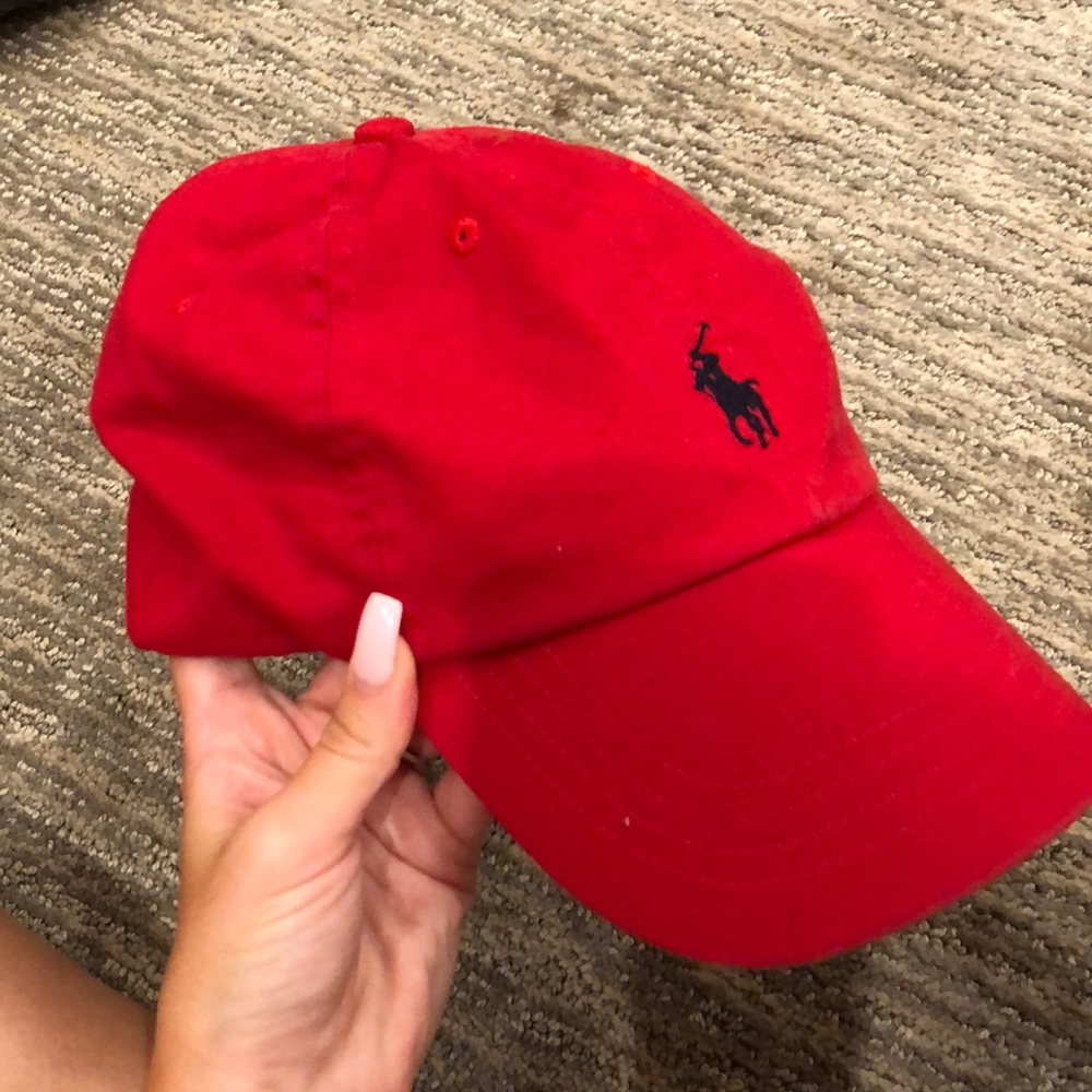 Red polo hat